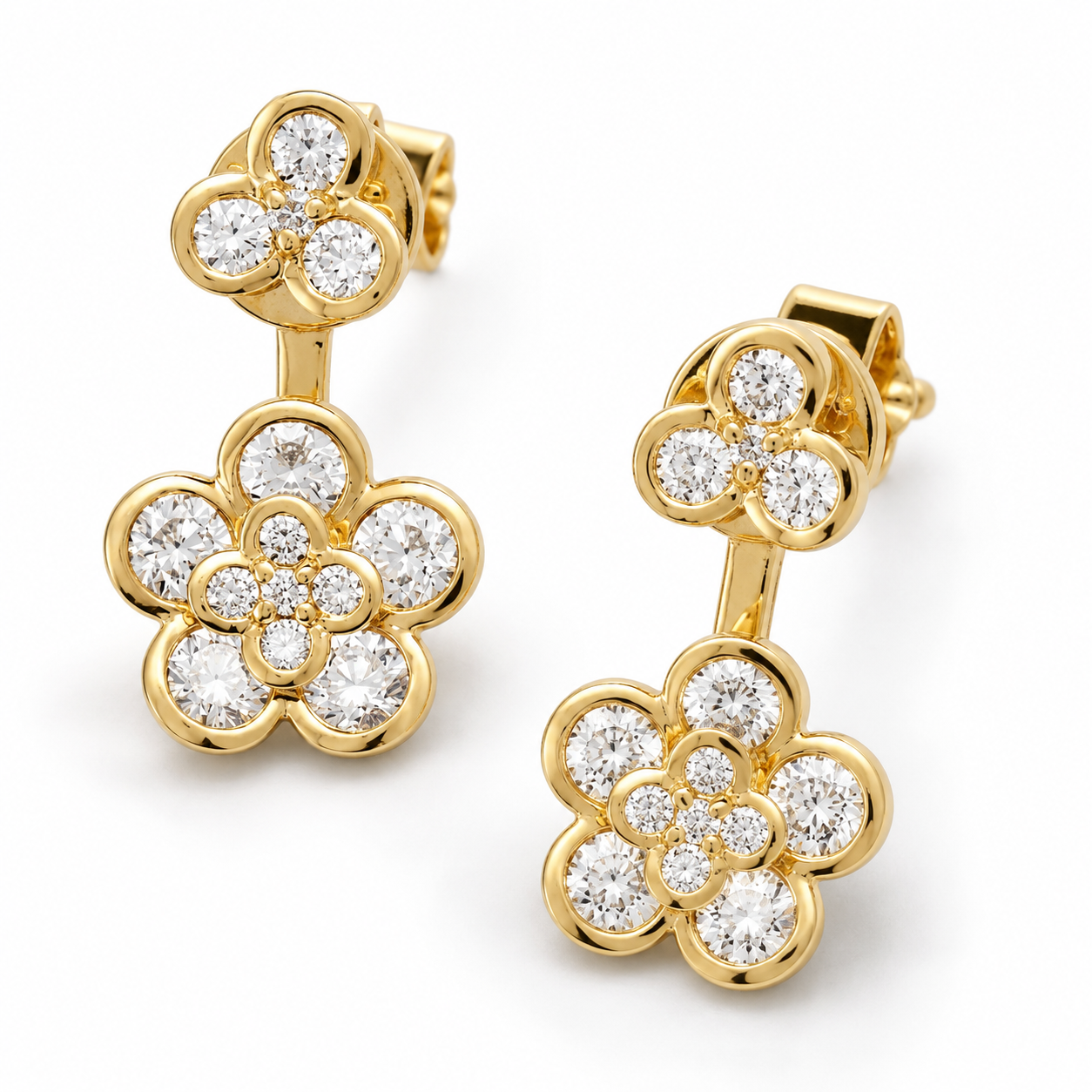 Diamond Studs with Drop Diamond Earring Jackets by Lisa Nik