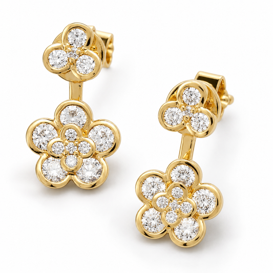 Diamond Studs with Drop Diamond Earring Jackets by Lisa Nik