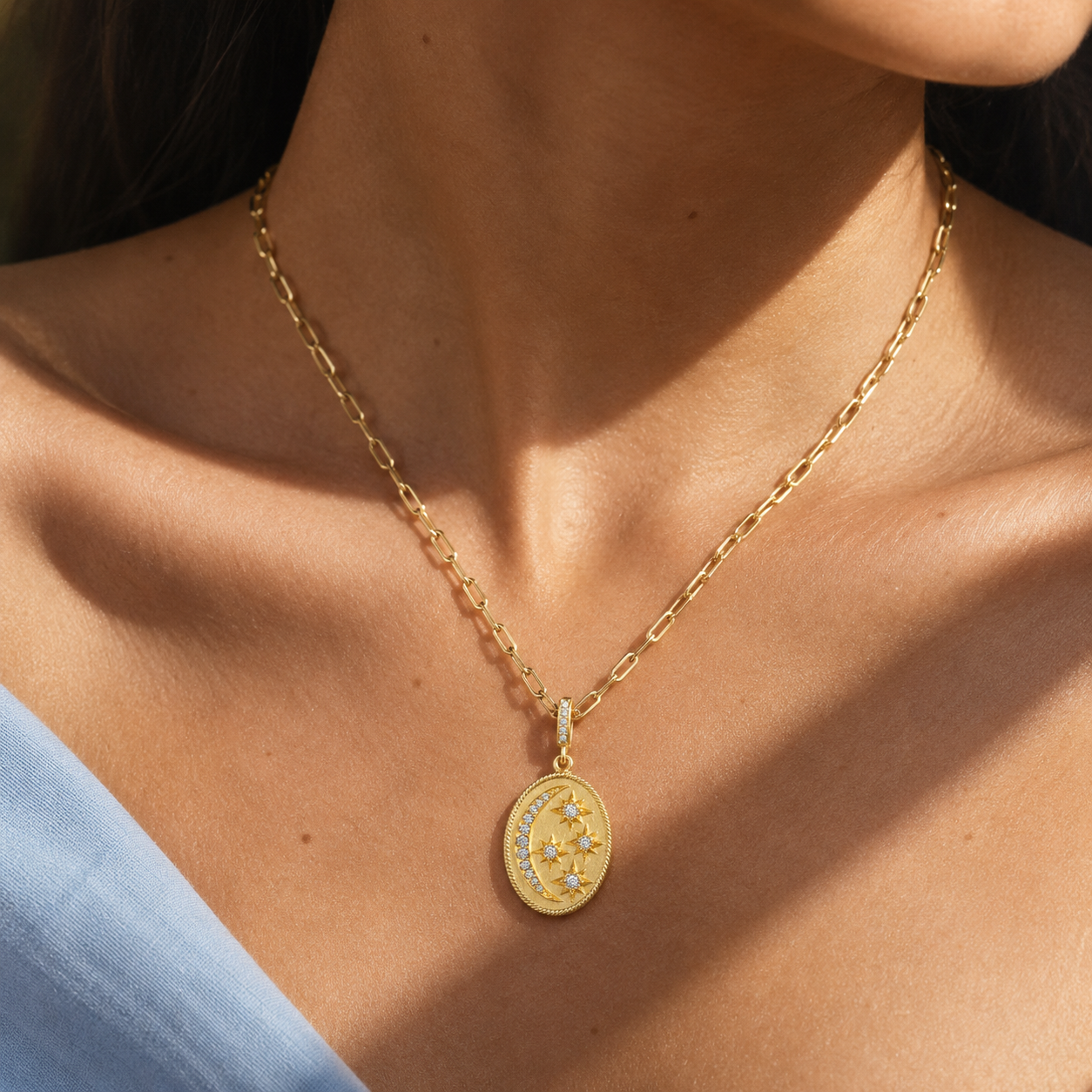 Diamond Star & Moon Medallion Charm by Penny Preville