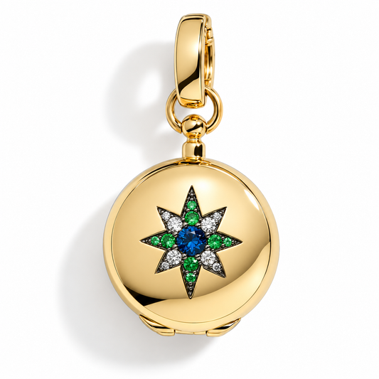 Direction Sapphire and Tsavorite Locket by Mined + Found