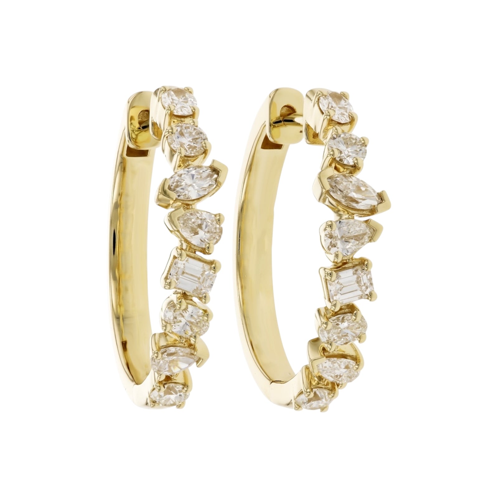 Fancy Cut Diamond Hoop Earrings