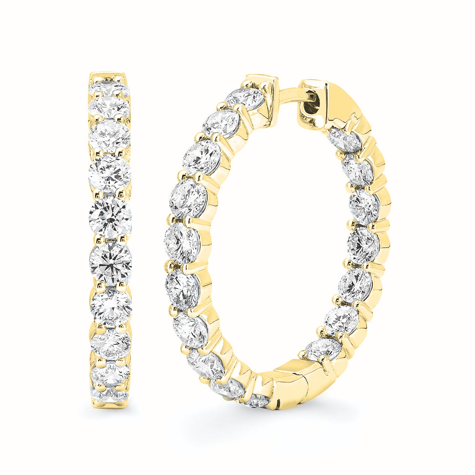 Diamond Yellow Gold Hoop Earrings