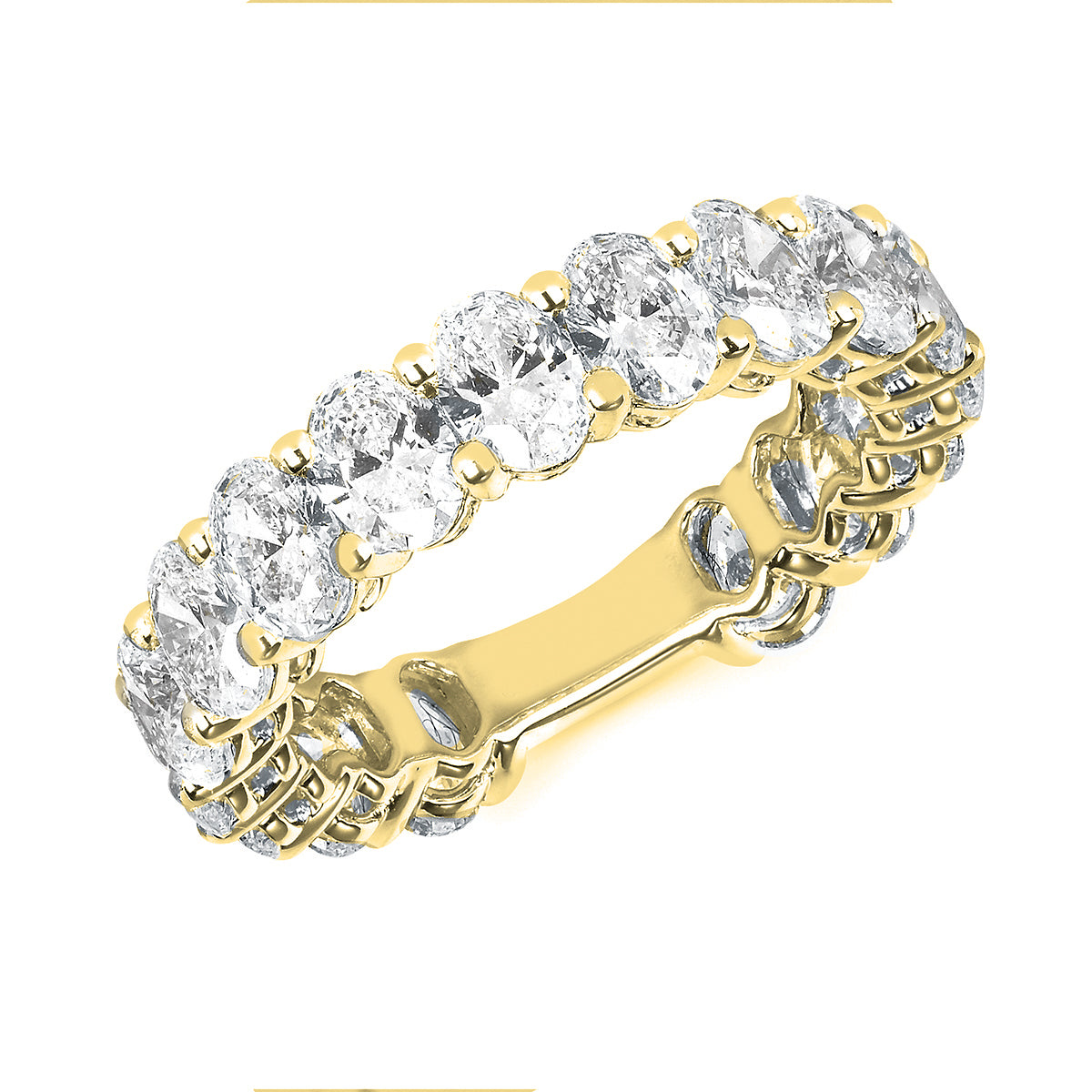 Oval Cut Diamond Yellow Gold Eternity Ring
