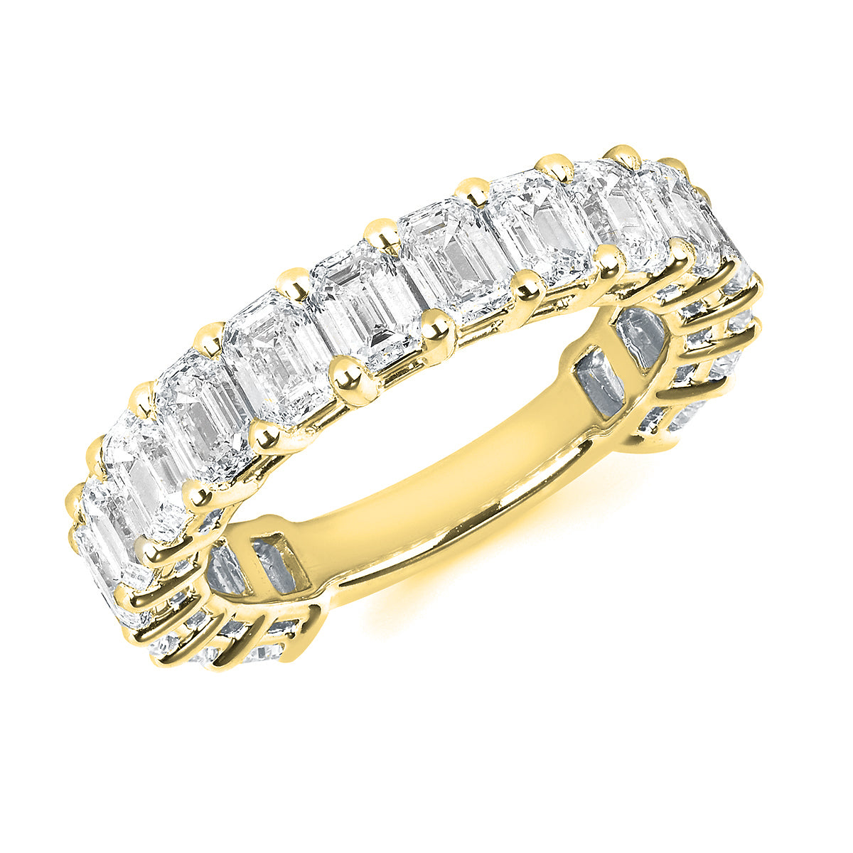 Emerald Cut Diamond Yellow Gold Eternity Ring