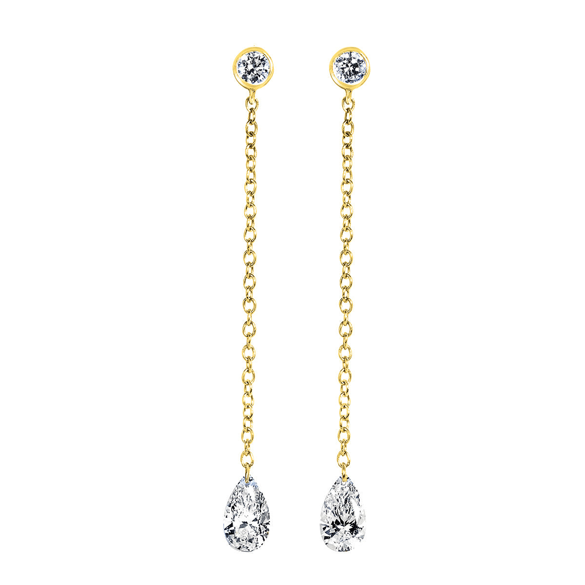 Diamond Pear Drop Yellow Gold Earrings