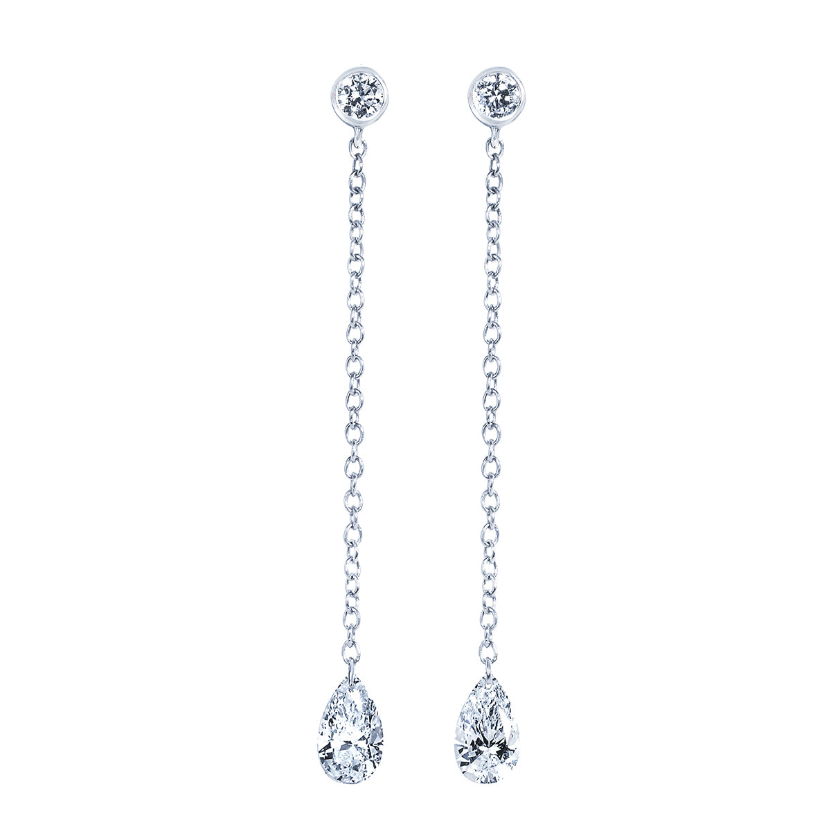 Diamond Pear Drop White Gold Earrings