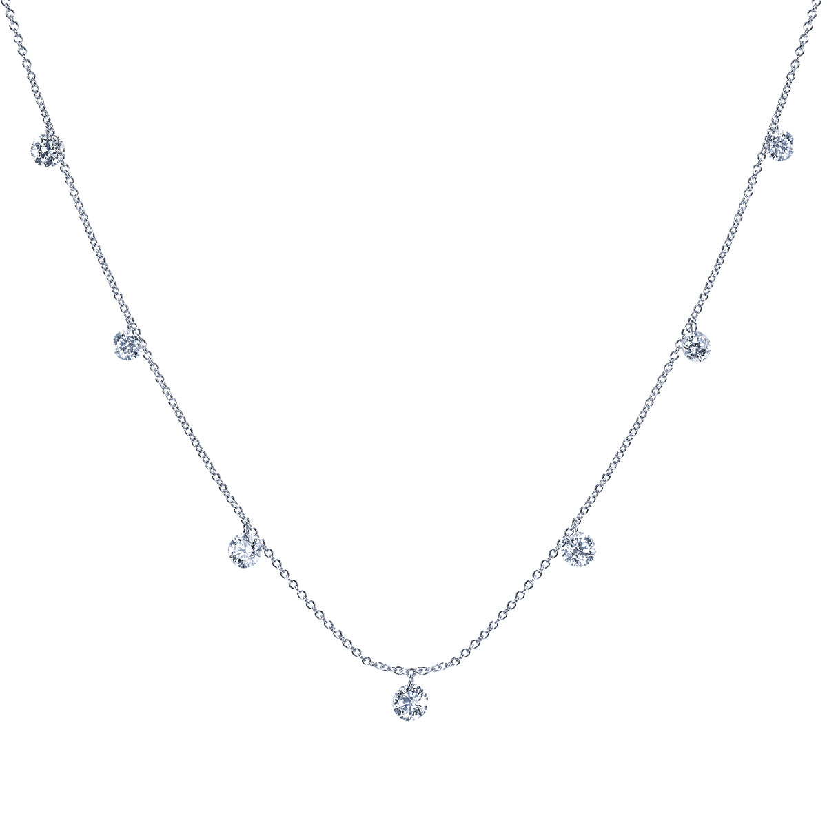 Round Diamond Charm White Gold Necklace