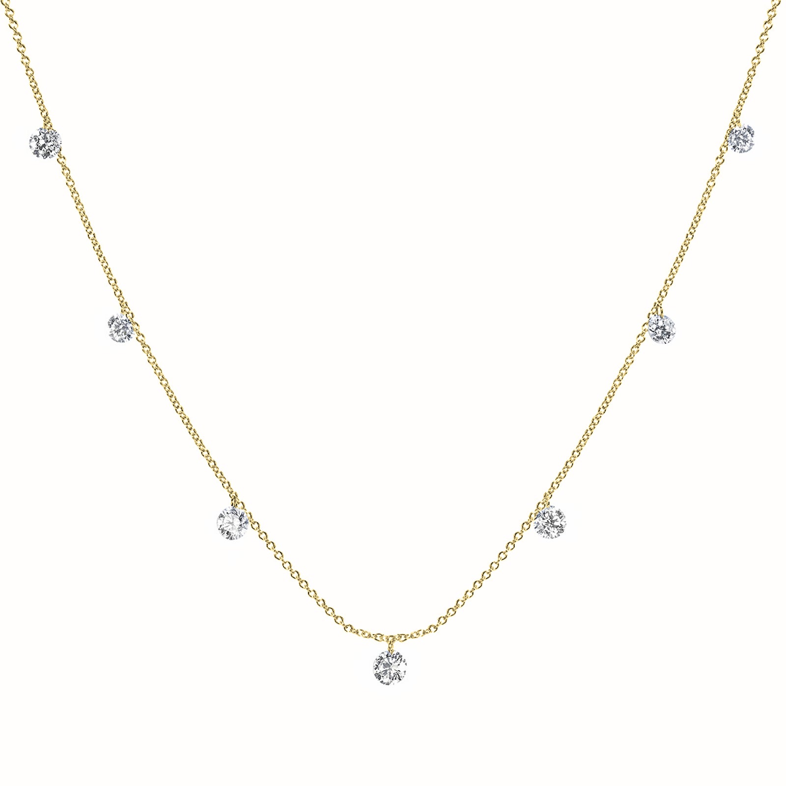 Round Diamond Charm Yellow Gold Necklace
