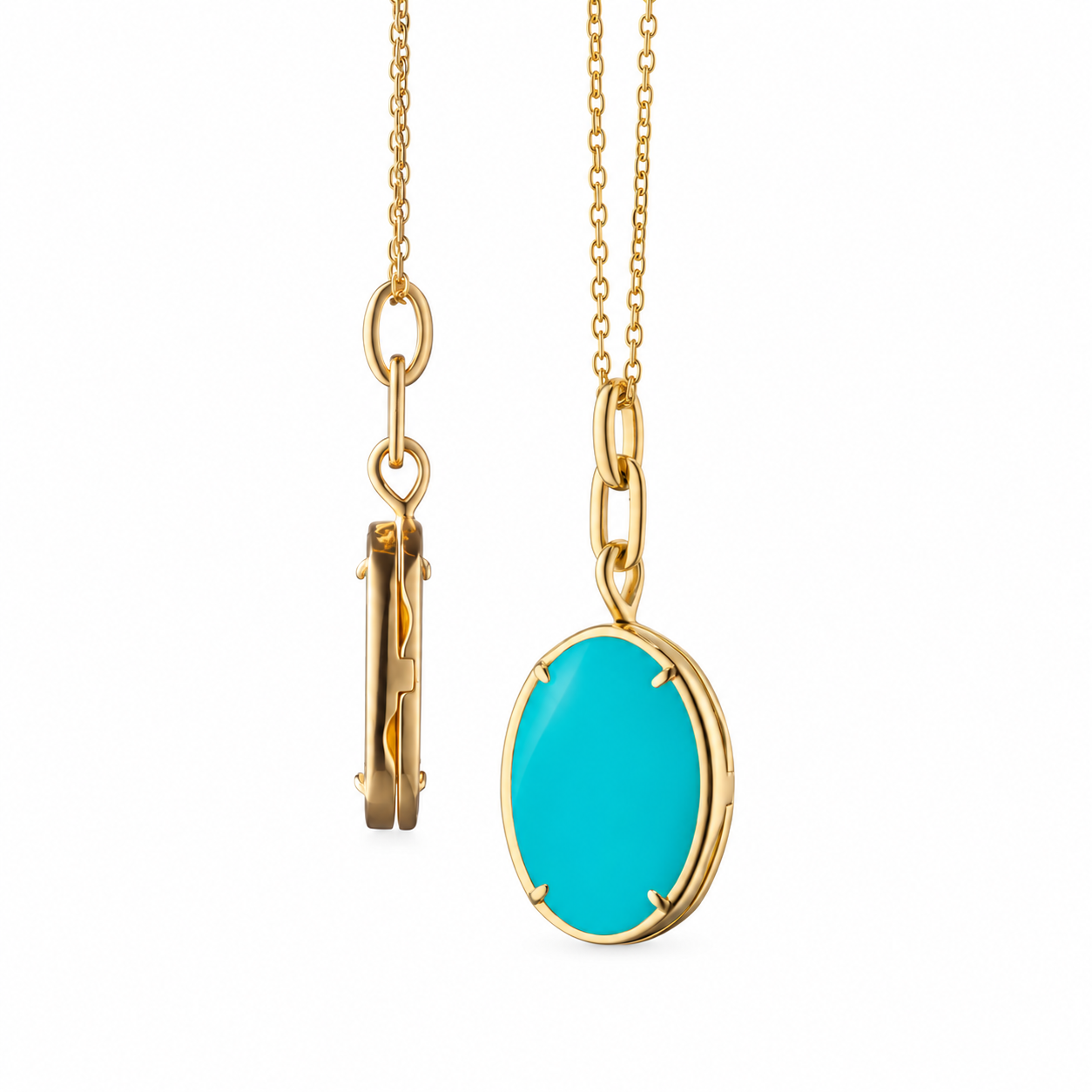"Elle" Turquoise Stone Slim Locket Necklace by Monica Rich Kosann
