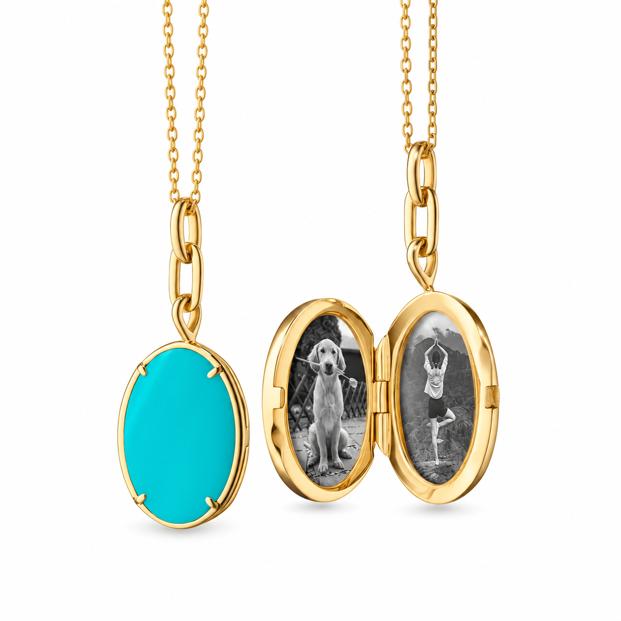"Elle" Turquoise Stone Slim Locket Necklace by Monica Rich Kosann