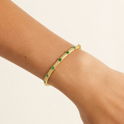 Emerald Antique Amulet Station Bangle by Penny Preville