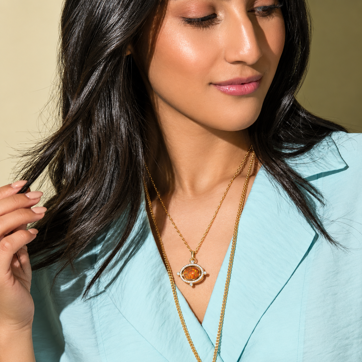 Fire Opal Compass Pendant by Mined + Found