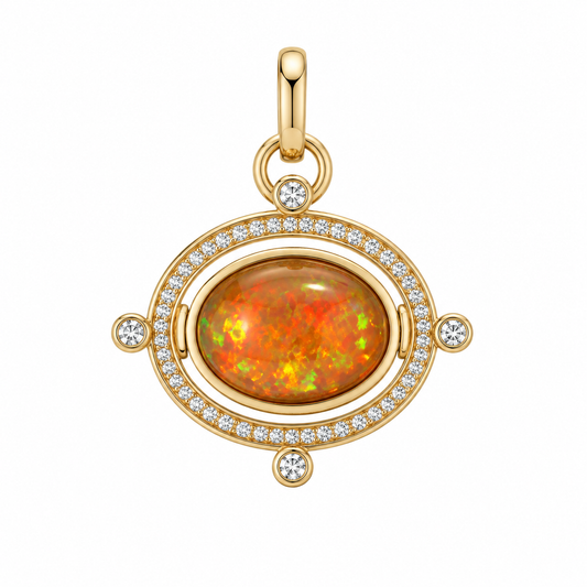 Fire Opal Compass Pendant by Mined + Found