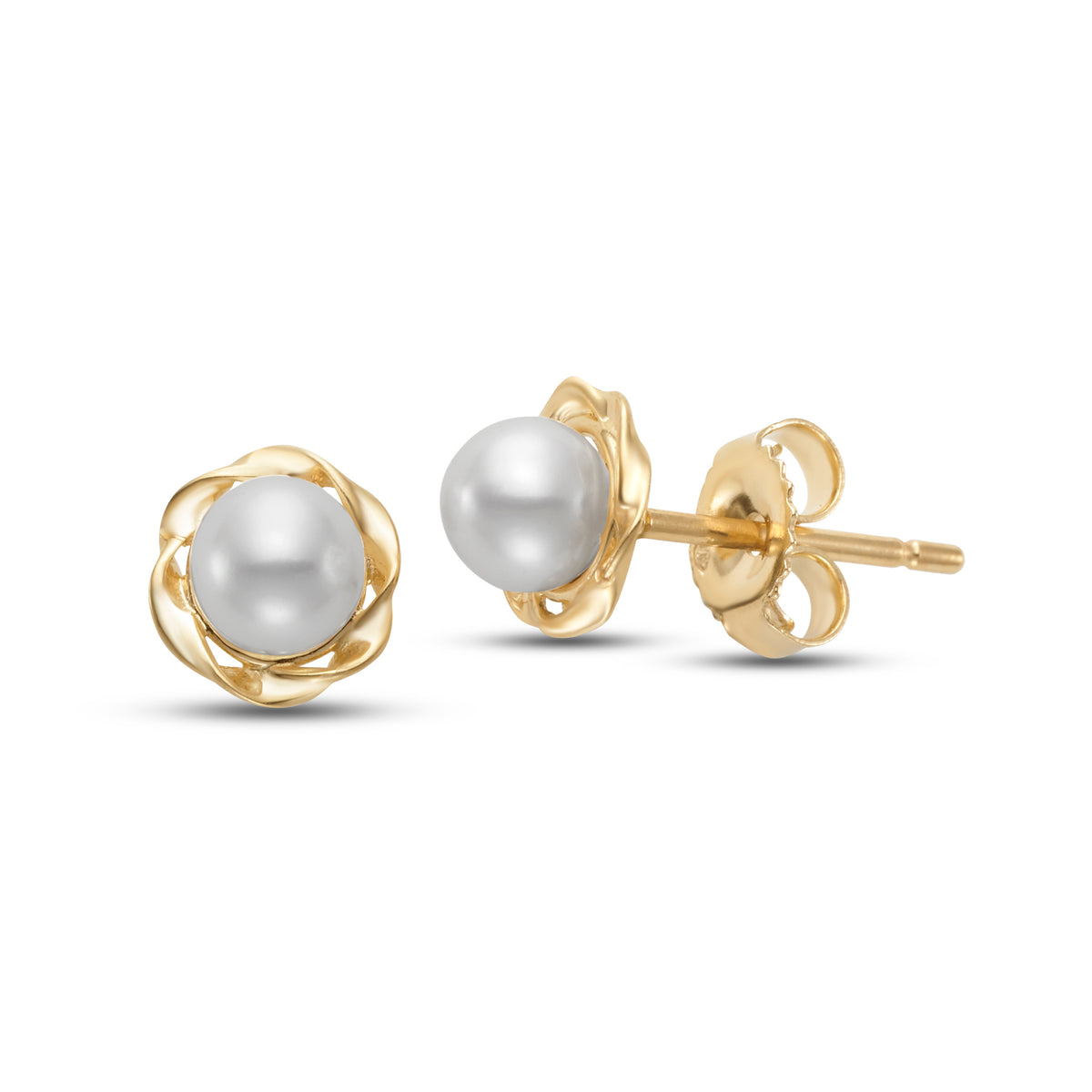 Freshwater Pearl Flower Stud Earrings by Mastoloni available at Talisman Collection Fine Jewelers in El Dorado Hills, CA and online. With 4mm freshwater pearls nestled in petite 14k yellow gold flowers, these earrings bring a lighthearted, feminine vibe to your collection. The playful design adds a fresh spin to classic pearl studs, offering a fun and flirty accent for both casual and formal styles. 