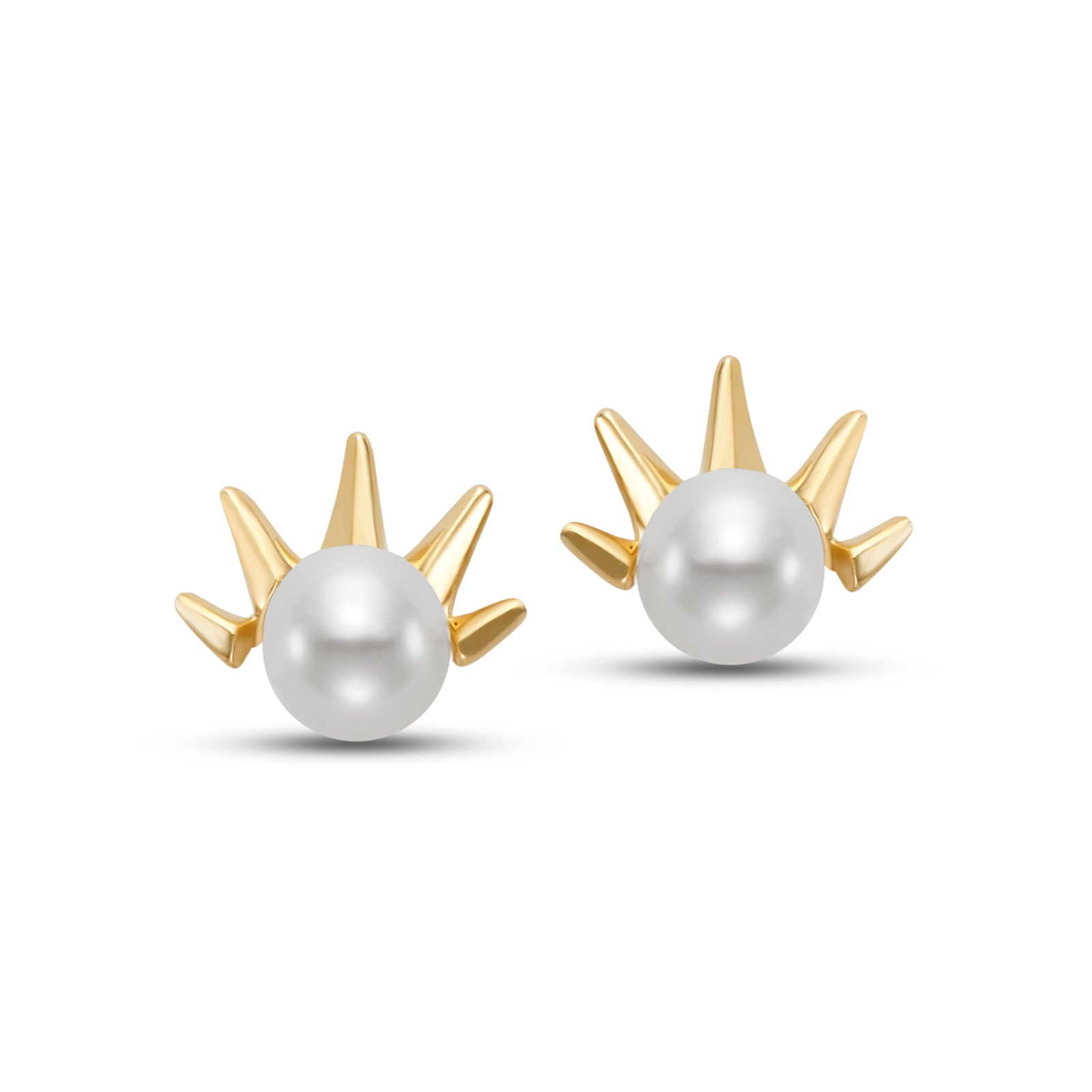 Freshwater Pearl Spike Stud Earrings by Mastoloni available at Talisman Collection Fine Jewelers in El Dorado Hills, CA and online. A fun twist on a classic, these 3.5mm freshwater pearl studs are crowned with edgy 14k yellow gold spikes. The pearls bring a soft luster, while the spikes add just the right amount of boldness. Perfect for those who love mixing elegance with a modern attitude, these earrings are made to stand out in any collection.