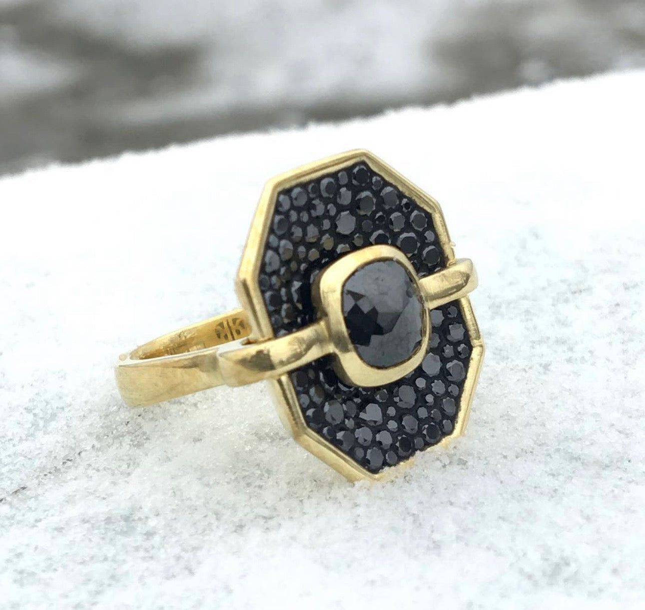 Black Diamond Opus Ring available at Talisman Collection Fine Jewelers in El Dorado Hills, CA and online. Specs: The stunning Black Opus Octagon Diamond Ring is encrusted with 3.00 cts of black diamonds set in 18k yellow gold.