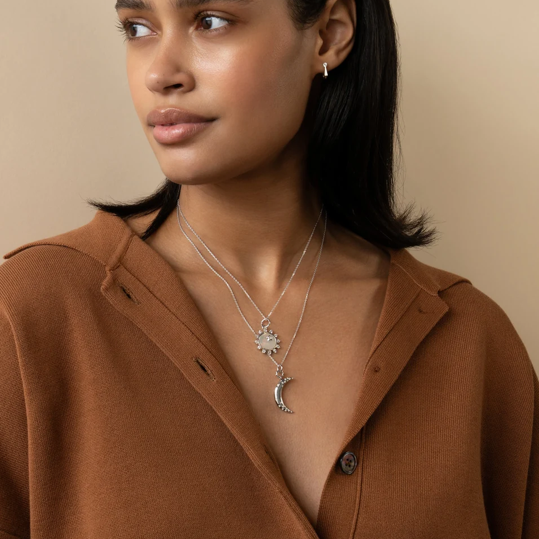 "Happiness" Sun Sterling Silver Necklace with White Sapphires by Monica Rich Kosann