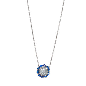 -Sapphire and White Diamond Cosmos Necklace in 18k