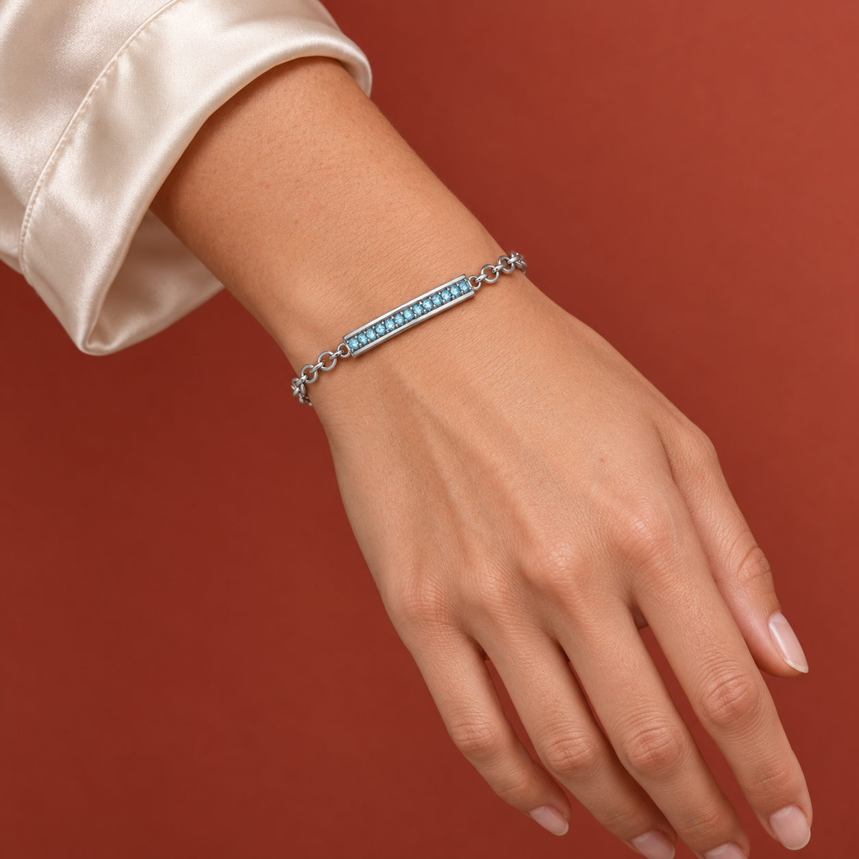 "I Love You More" Aquamarine Poesy Bracelet by Monica Rich Kosann