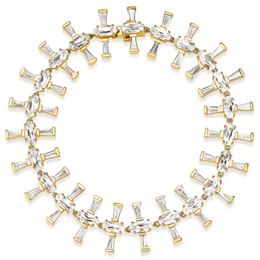 Supernova Diamond Sapphire Tennis Bracelet by Meredith Young, available at Talisman Collection Fine Jewelers in El Dorado Hills, CA and online. The Supernova Diamond Sapphire Tennis Bracelet stands as a shining example of elegance. Crafted in radiant 18k yellow gold, this exquisite piece features a breathtaking 11.5 cts of oval-cut white sapphires, gracefully flanked by 2.6 cts of tapered diamond baguettes. Inspired by celestial beauty, this bracelet is is out of the world!
