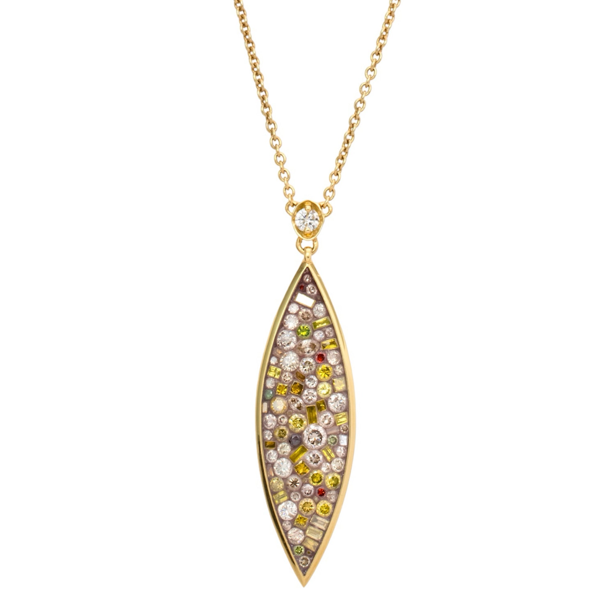 Cinnamon Marquise Diamond Necklace available at Talisman Collection Fine Jewelers in El Dorado Hills, CA and online. Specs: 12.20 cts color enhanced diamonds, 18k yellow gold 