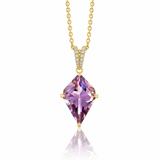 Kite-Shaped Amethyst and Diamond Necklace by Lisa Nik