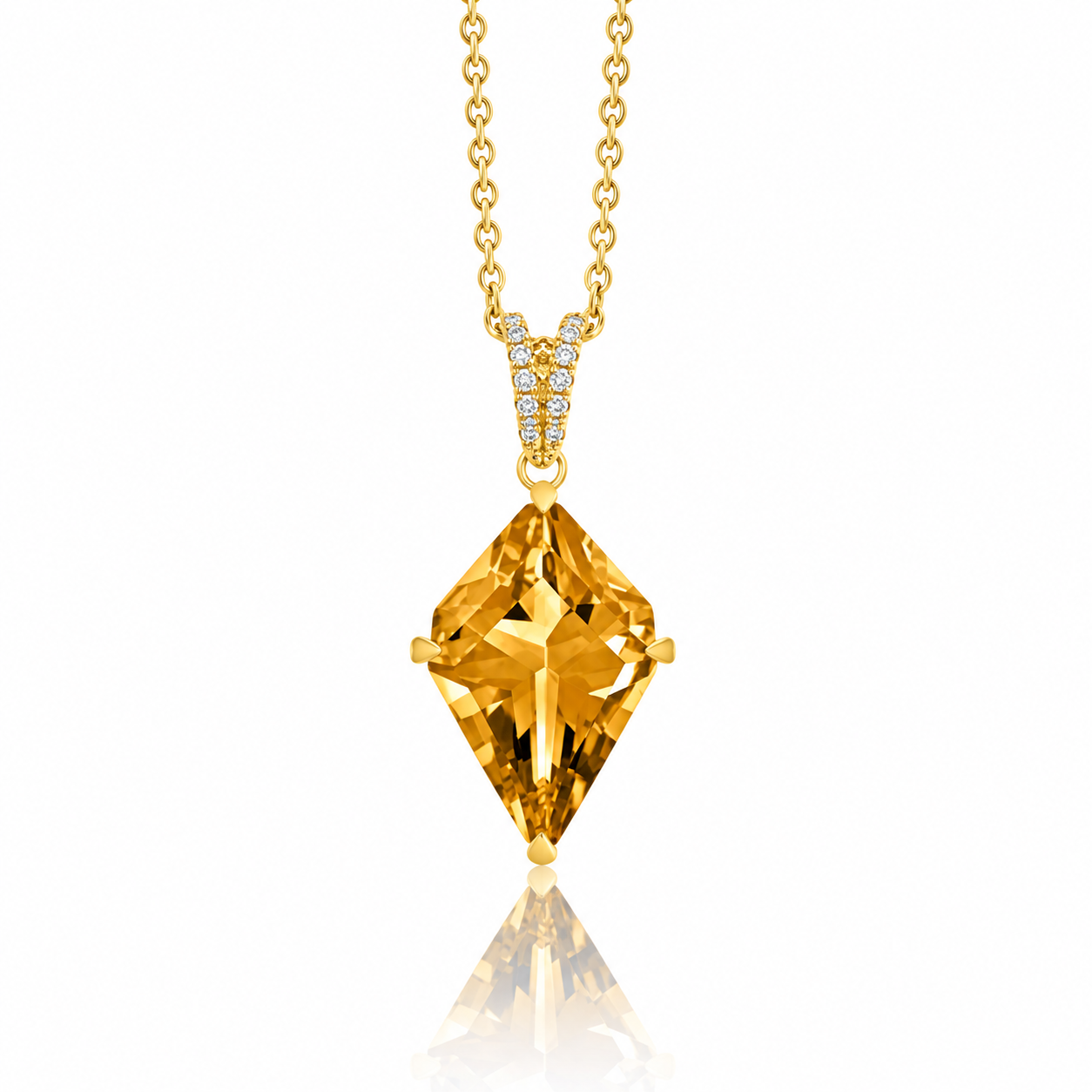 Kite-Shaped Citrine and Diamond Necklace by Lisa Nik