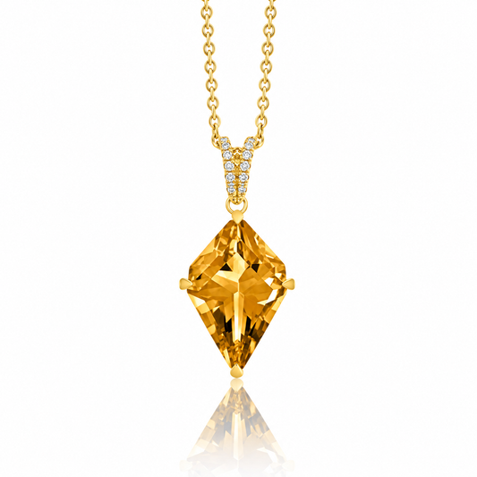 Kite-Shaped Citrine and Diamond Necklace by Lisa Nik