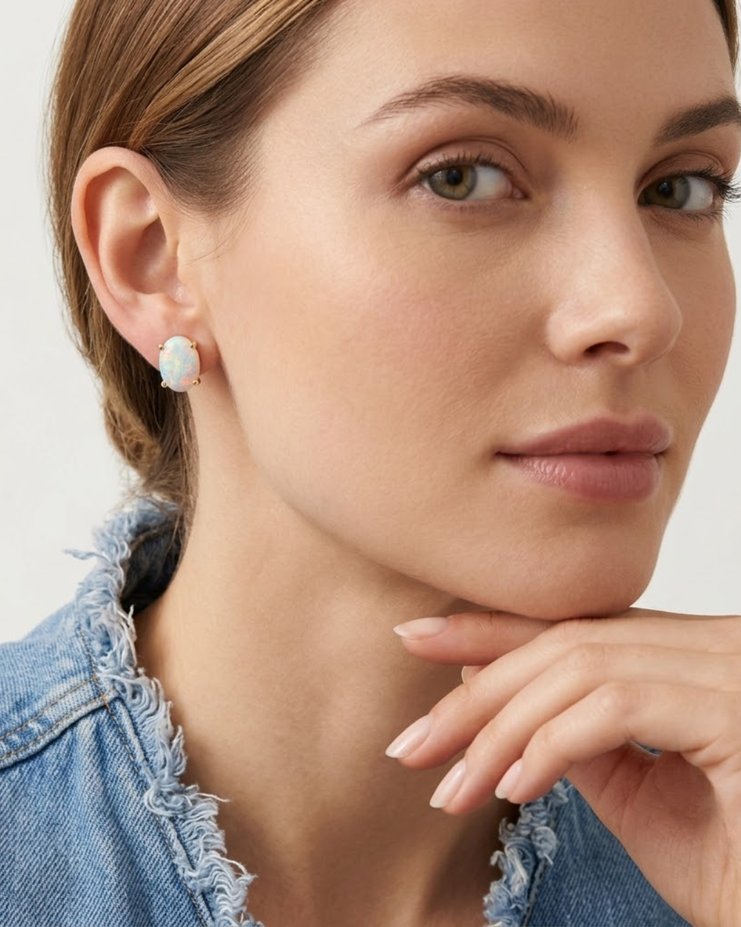 LALI Australian Opal Birthstone Stud Earrings