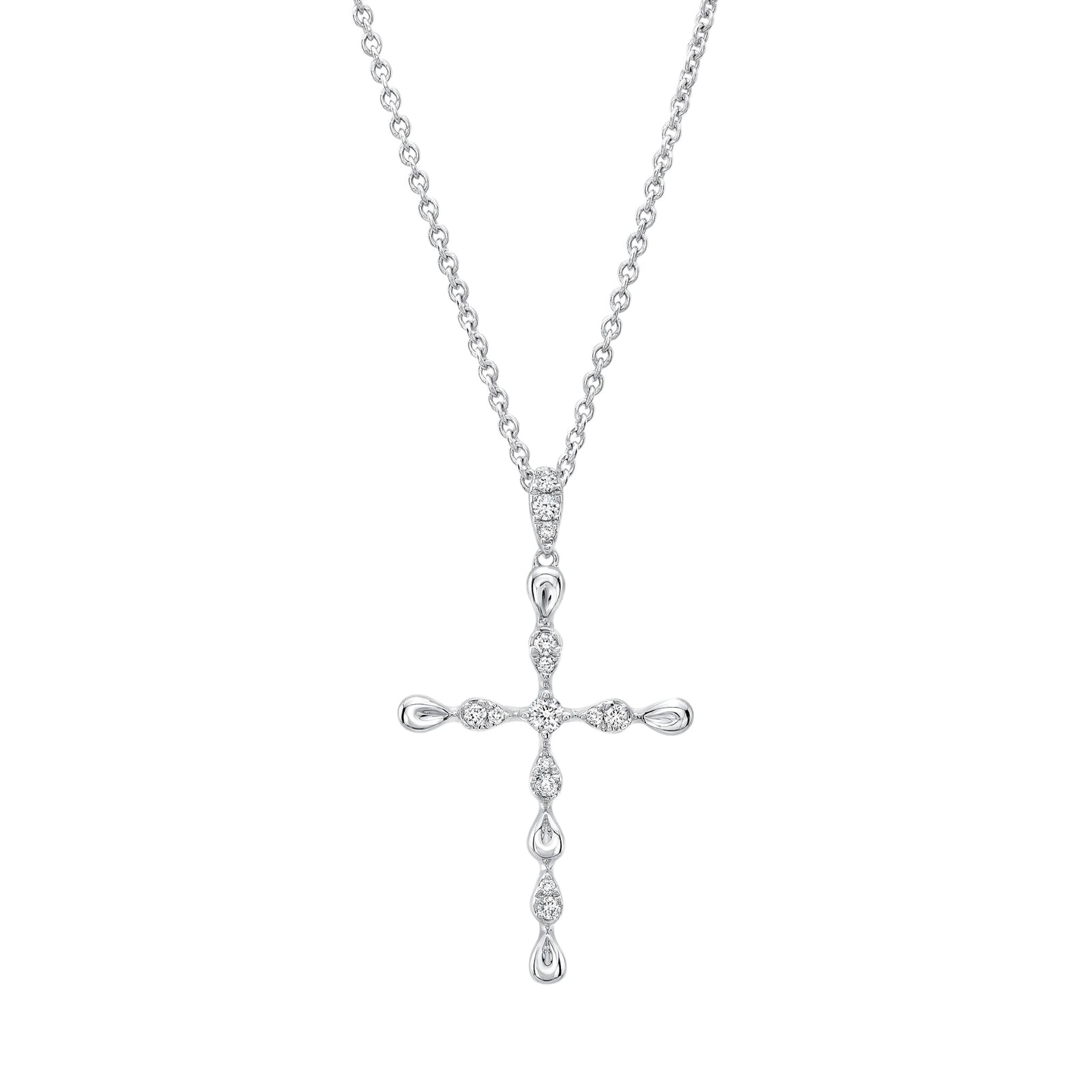 White Gold Diamond Cross Necklace