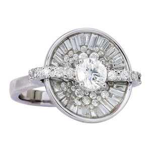 White Diamond Opus Ring by Pleve available at Talisman Collection Fine Jewelers in El Dorado Hills, CA and online. Specs: 1.70 ct white diamonds, .50ct brilliant round center diamond, 18k white gold. 