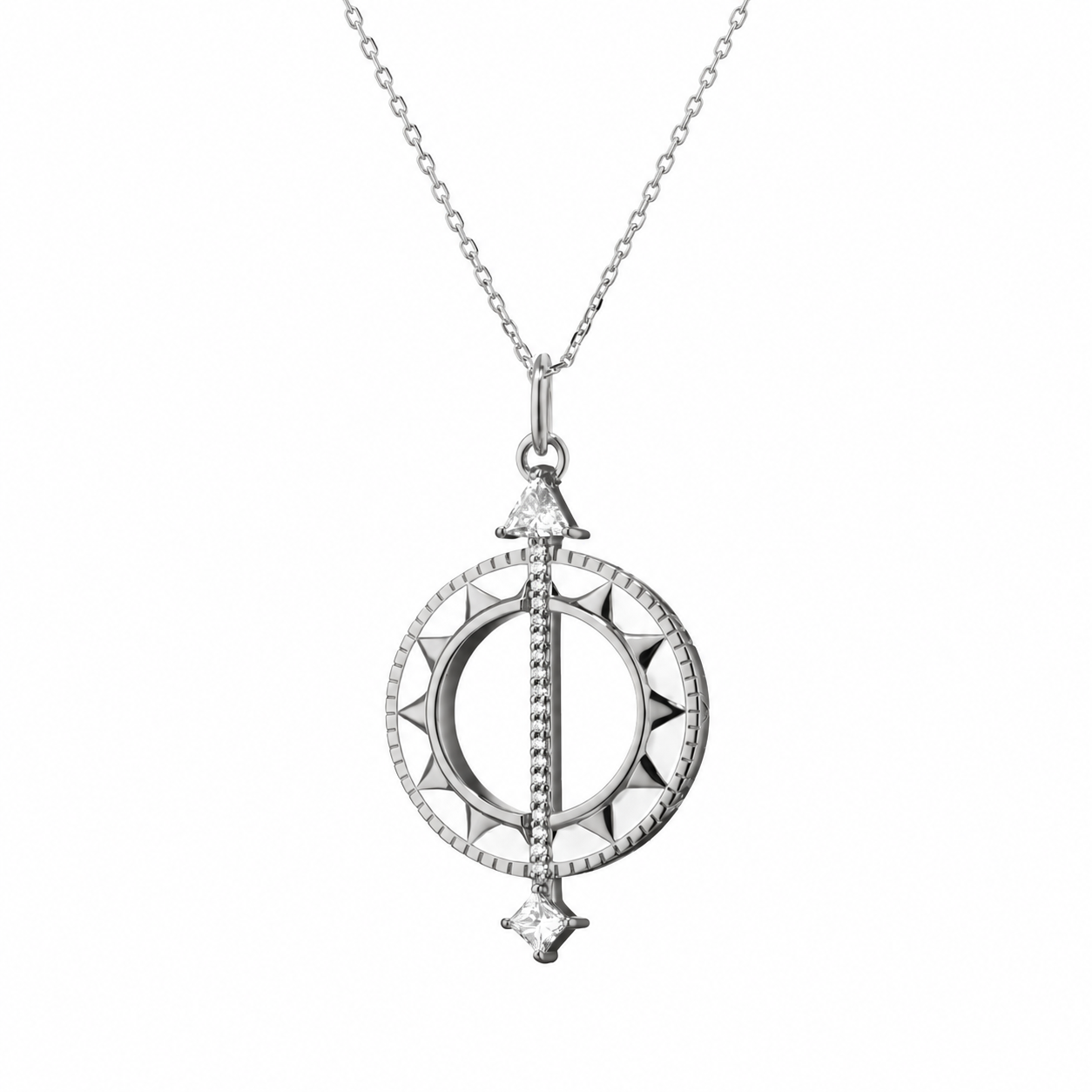 Large "Time is Precious" Necklace with Rock Crystal and White Sapphires by Monica Rich Kosann