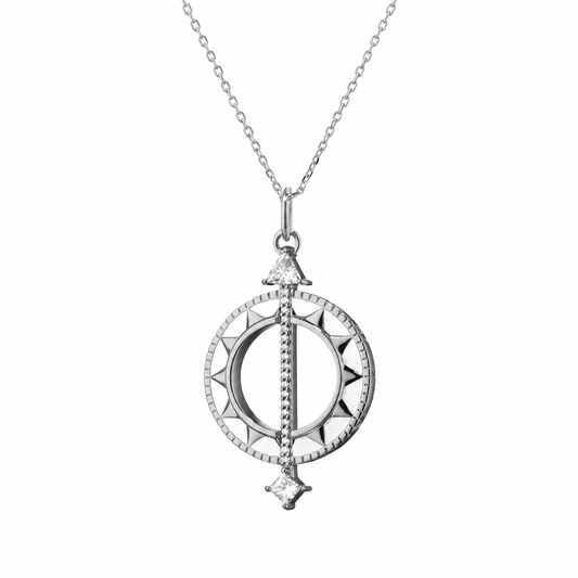 Large "Time is Precious" Necklace with Rock Crystal and White Sapphires by Monica Rich Kosann
