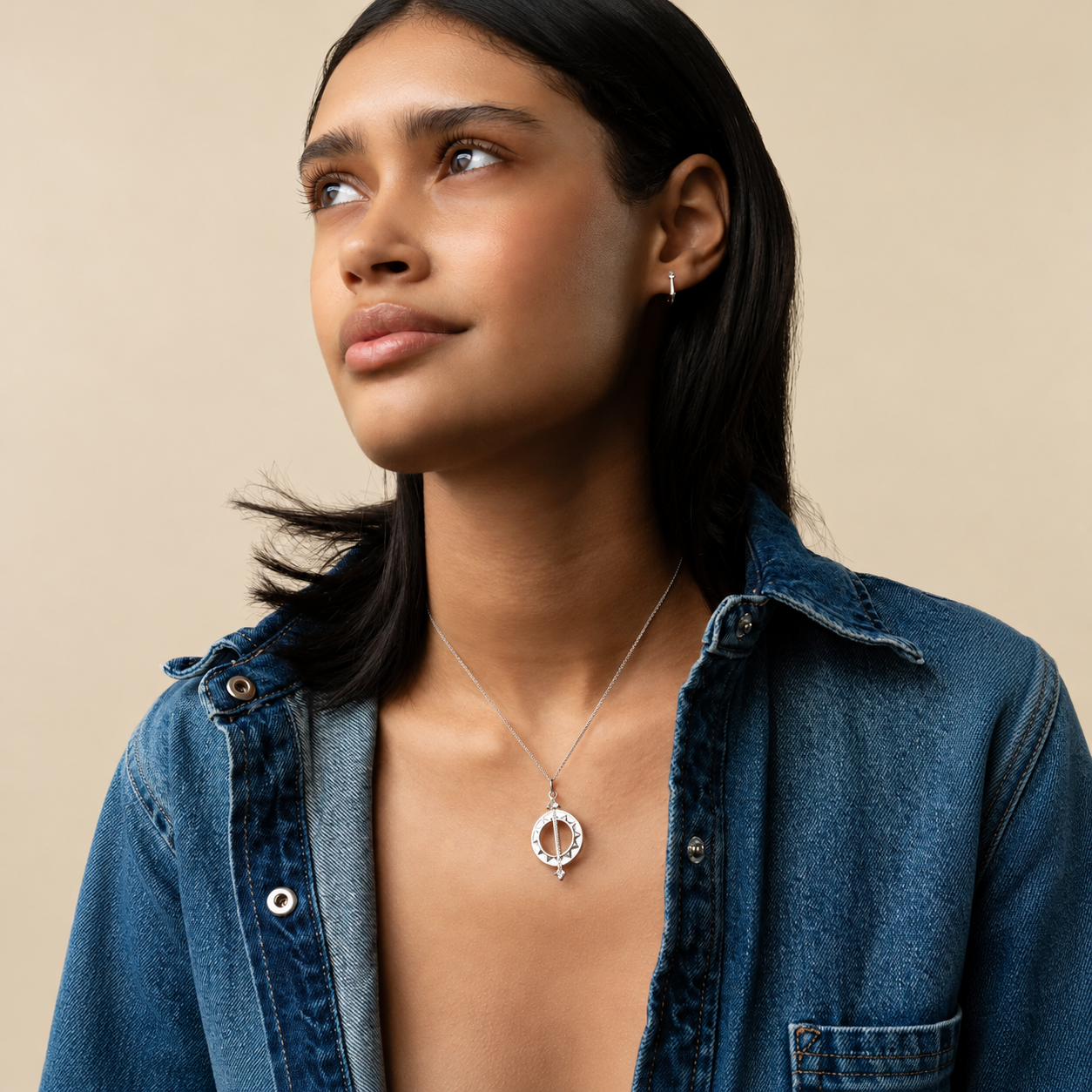 Large "Time is Precious" Necklace with Rock Crystal and White Sapphires by Monica Rich Kosann