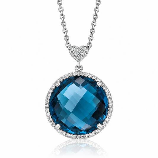 London Blue Topaz and Diamond Necklace by Lisa Nik