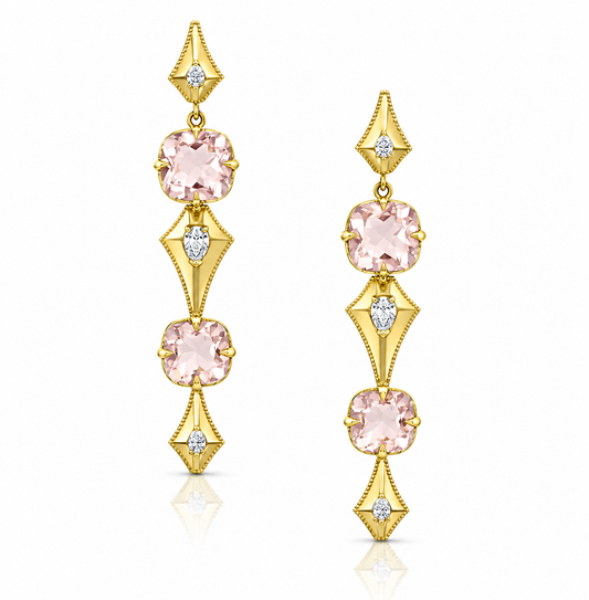 Long Pear Morganite Earrings by Meredith Young