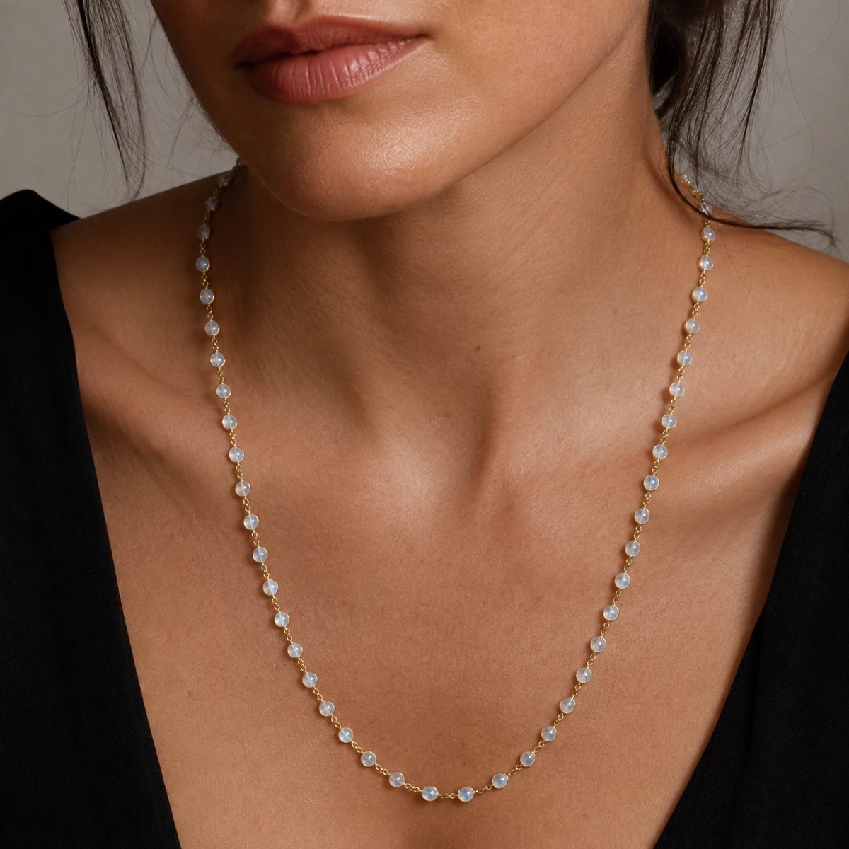 Long Moonstone Chain by Penny Preville