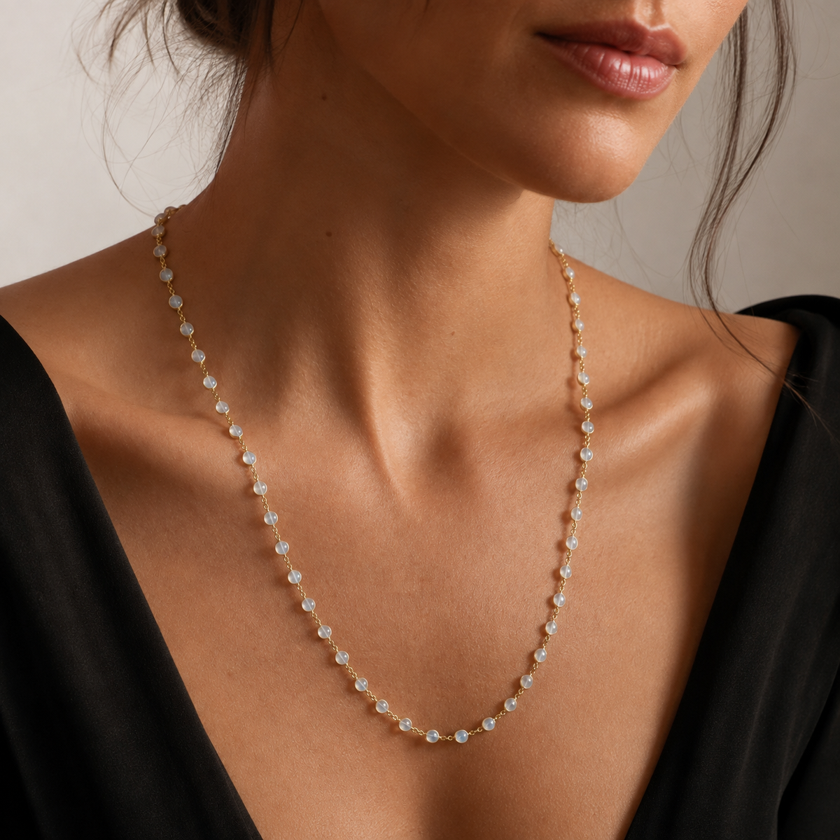 Long Moonstone Chain by Penny Preville