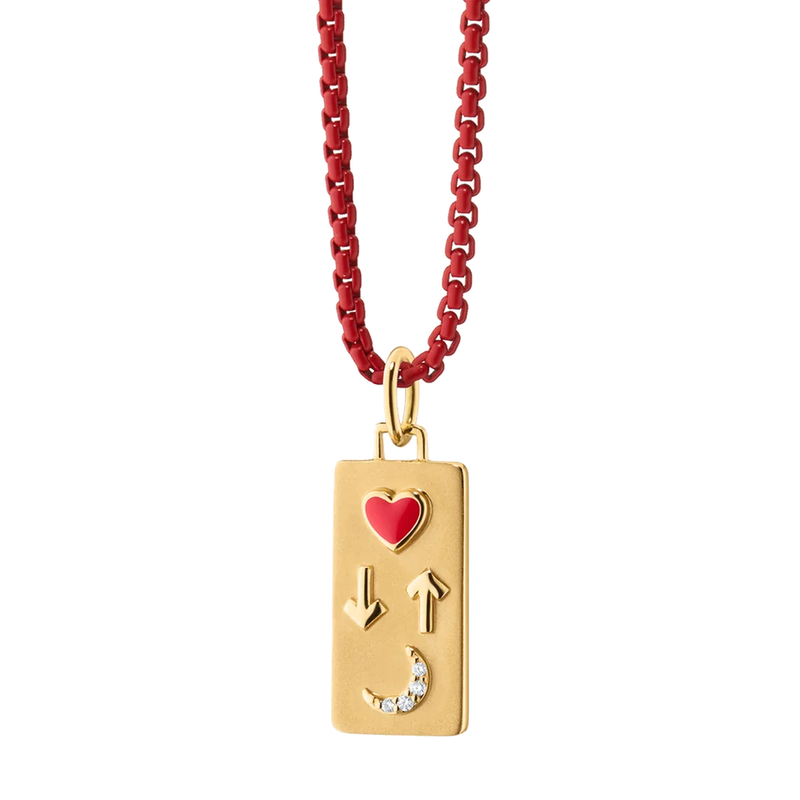 "Love You To the Moon and Back" Necklace with Red Enamel and Diamonds by Monica Rich Kosann