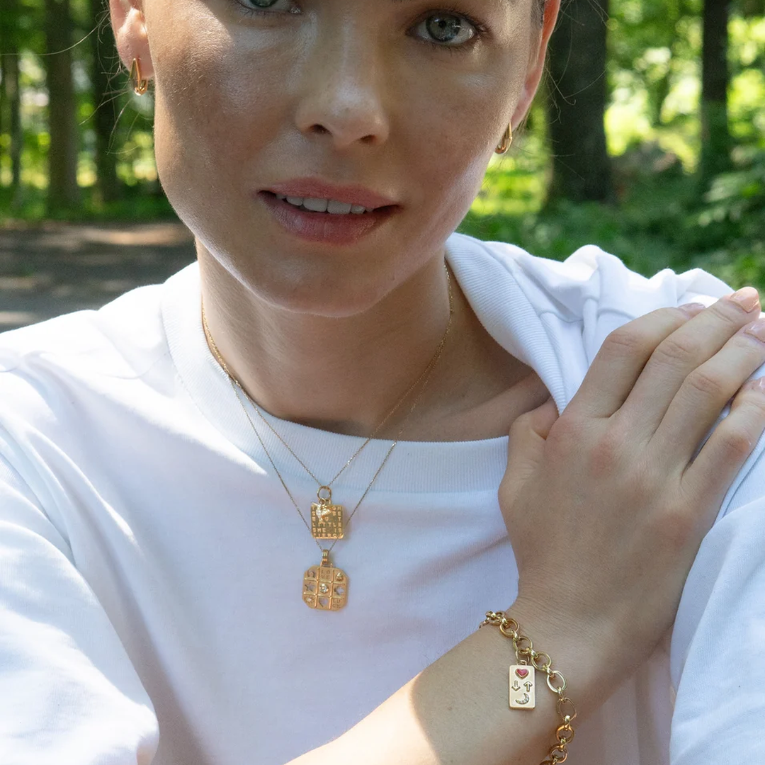 "Love You To the Moon and Back" Necklace with Red Enamel and Diamonds by Monica Rich Kosann