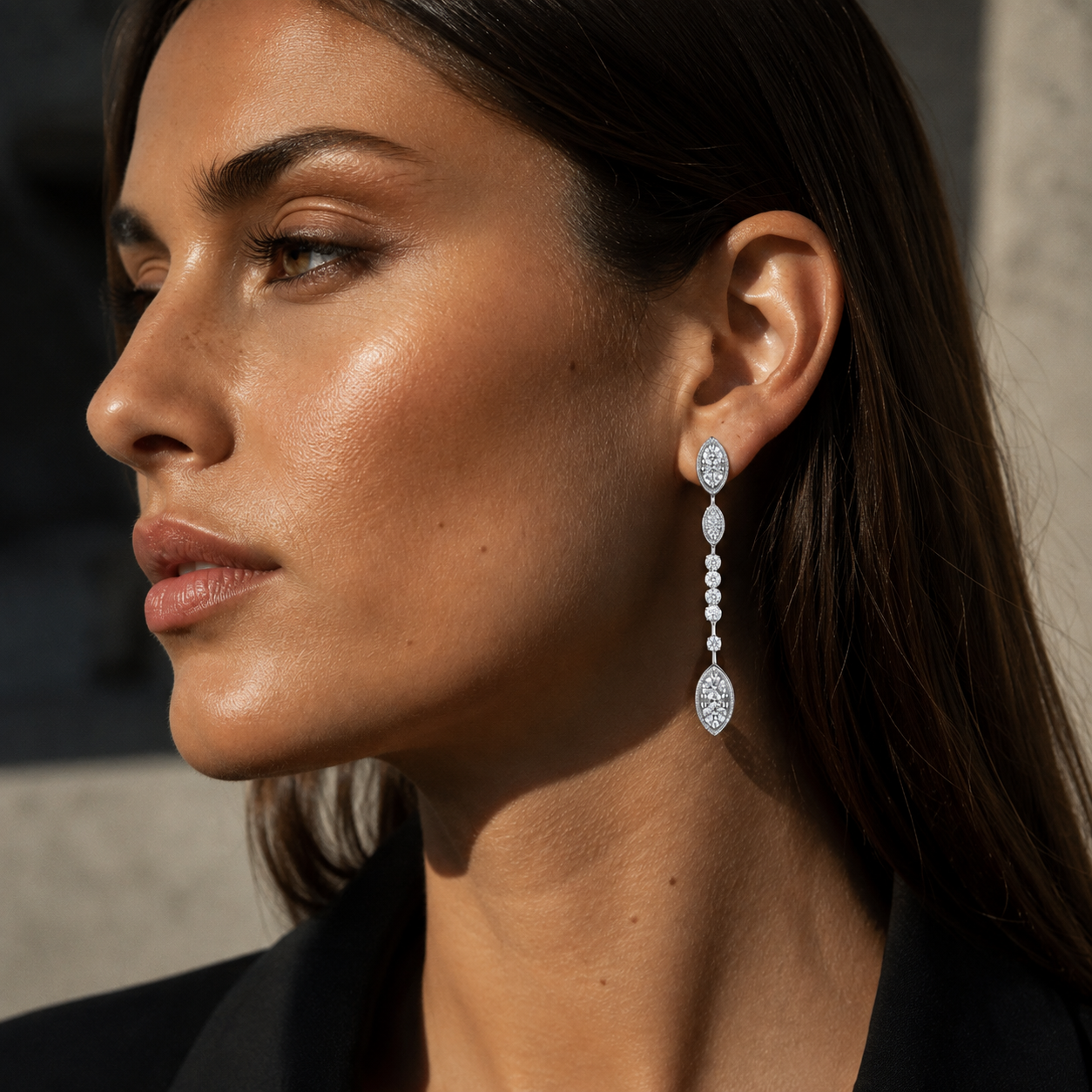 Marquise Diamond Wave Earrings by Penny Preville