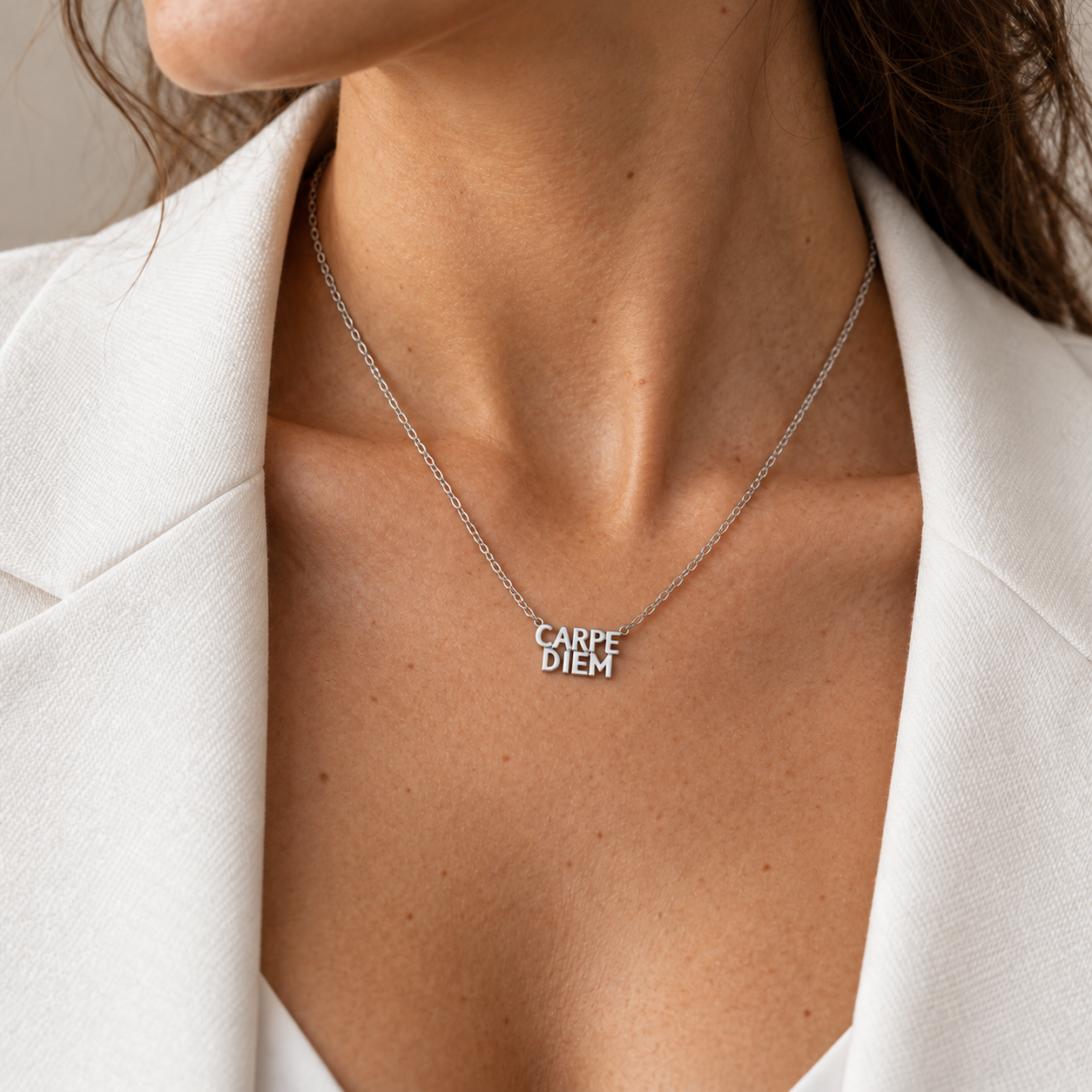 Mini "Carpe Diem" Charm Necklace in Sterling Silver by Monica Rich Kosann