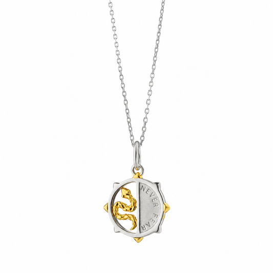 Mini "Never Fear" Two-Tone Snake Necklace by Monica Rich Kosann