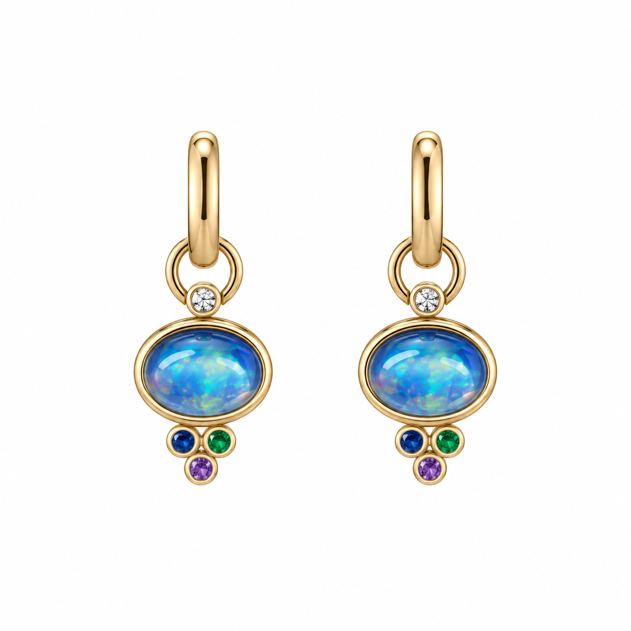 Moonstone Trio Charm Earrings by Mined + Found