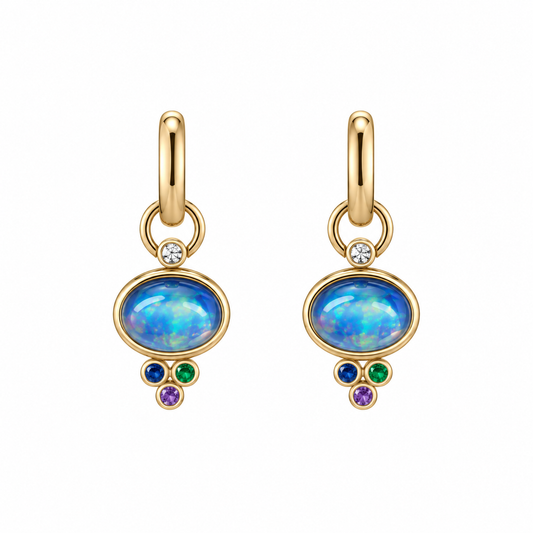 Moonstone Trio Charm Earrings by Mined + Found