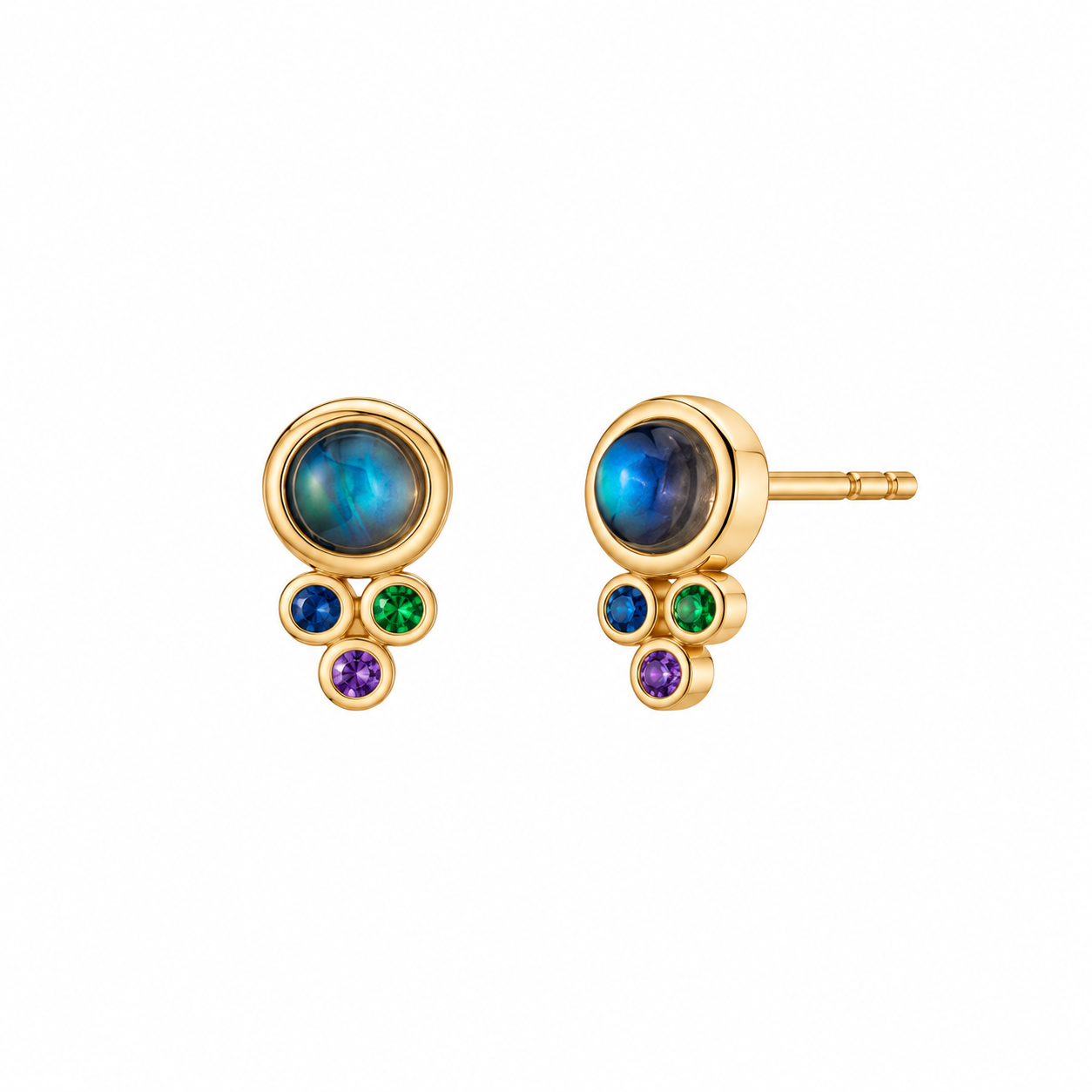 Moonstone Trio Charm Earrings by Mined + Found