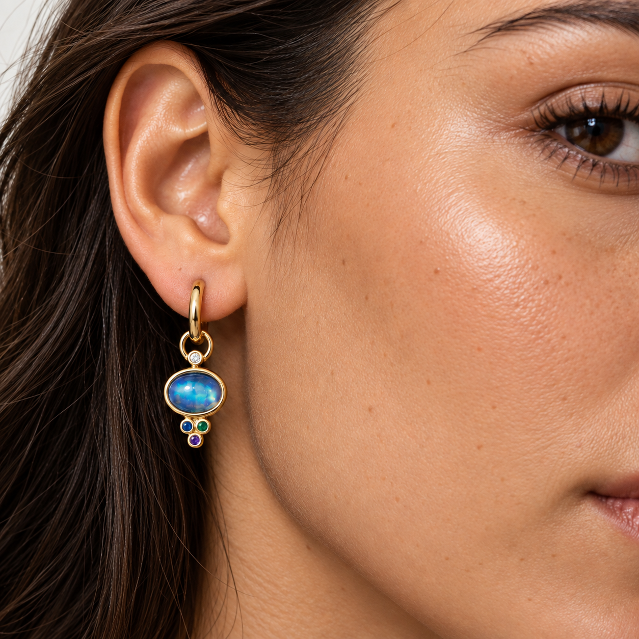 Moonstone Trio Charm Earrings by Mined + Found