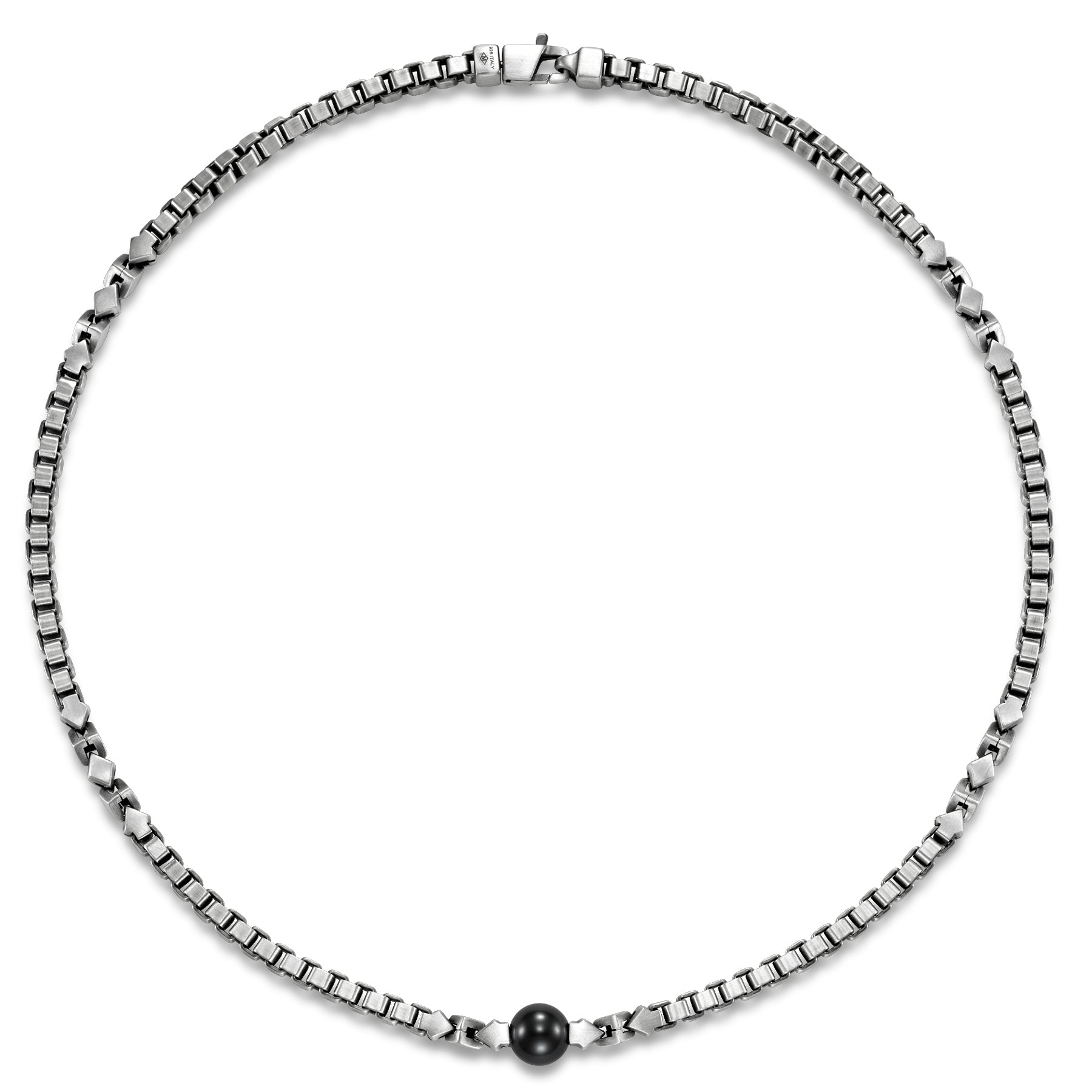 Sorrento Venetian Chain Tahitian Pearl Men's Necklace by Mastoloni Pearls available at Talisman Collection Fine Jewelers in El Dorado Hills, CA and online. Masterfully crafted from 11-12 mm Tahitian pearls and sterling silver chain, this modern necklace has a bit of edge. At 22 inches in length, this necklace is the perfect statement piece to wear alone or layer. Add a touch of sophistication to your wardrobe with this exclusive Mastoloni creation
