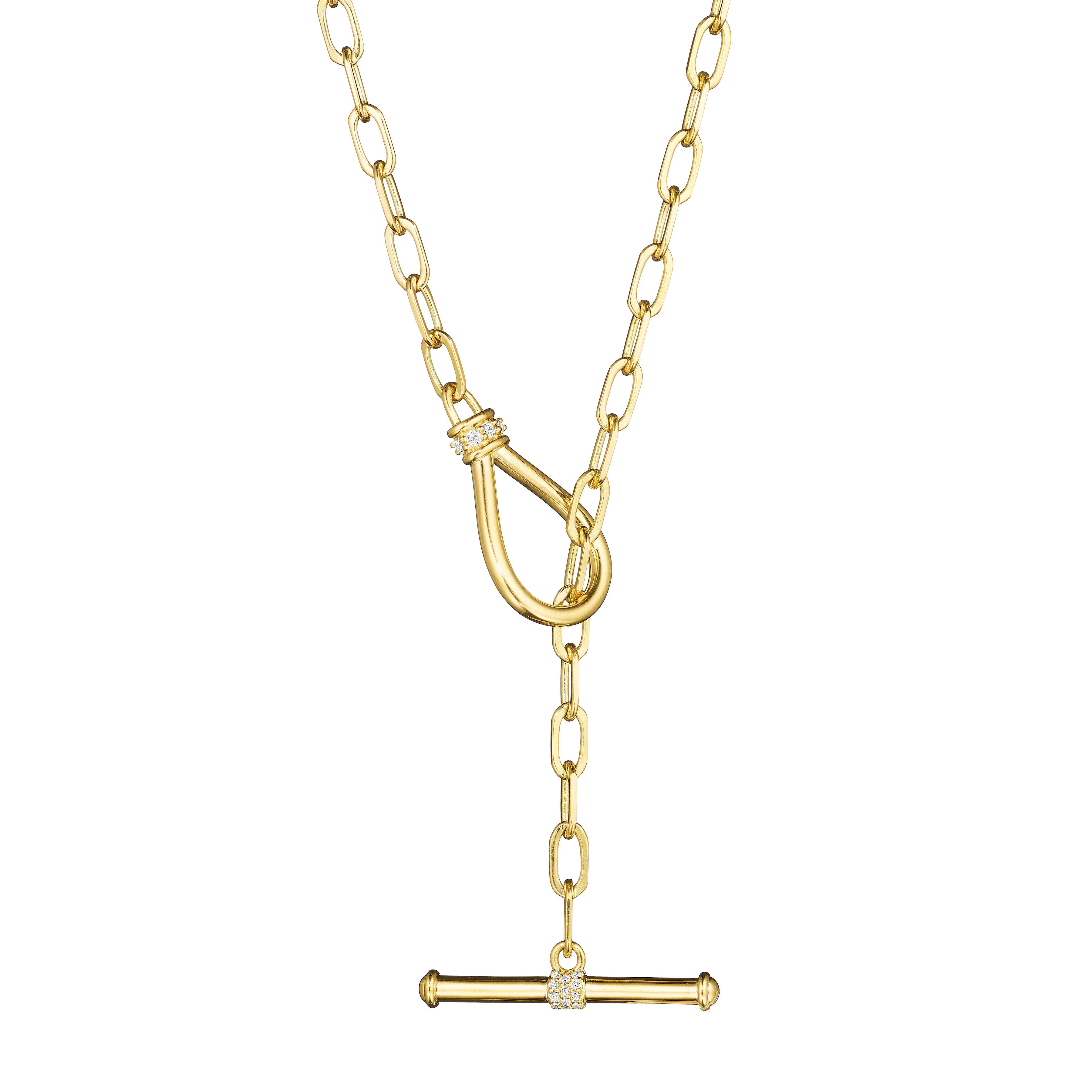 Gold Toggle Necklace by Penny Preville available at Talisman Collection Fine Jewelers in El Dorado Hills, CA and online.  A forever piece... 1An enduring staple...&nbsp;This 18k gold toggle necklace&nbsp;adds effortless elegance to any outfit. The .31 carat diamond-encrusted clasp adds a touch of glamour that will make you feel like true royalty and at 18", it's the perfect length to showcase on any neckline. A statement piece that speaks volumes about your luxurious taste.