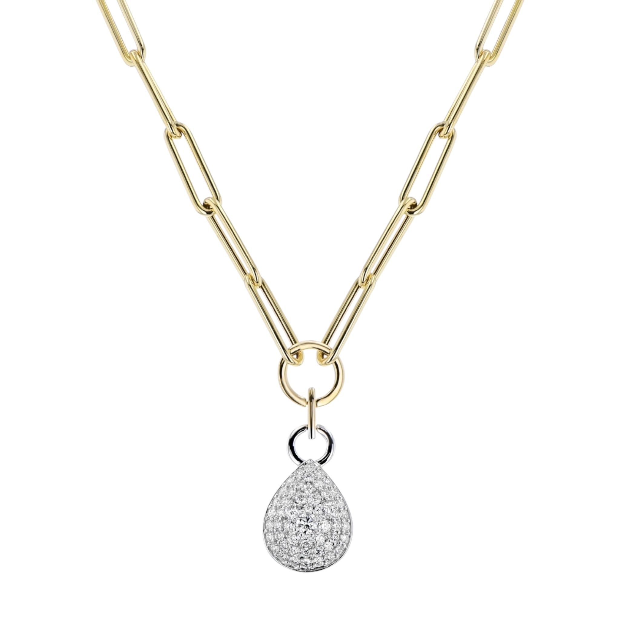 Pave Pendant Paperclip Chain Necklace